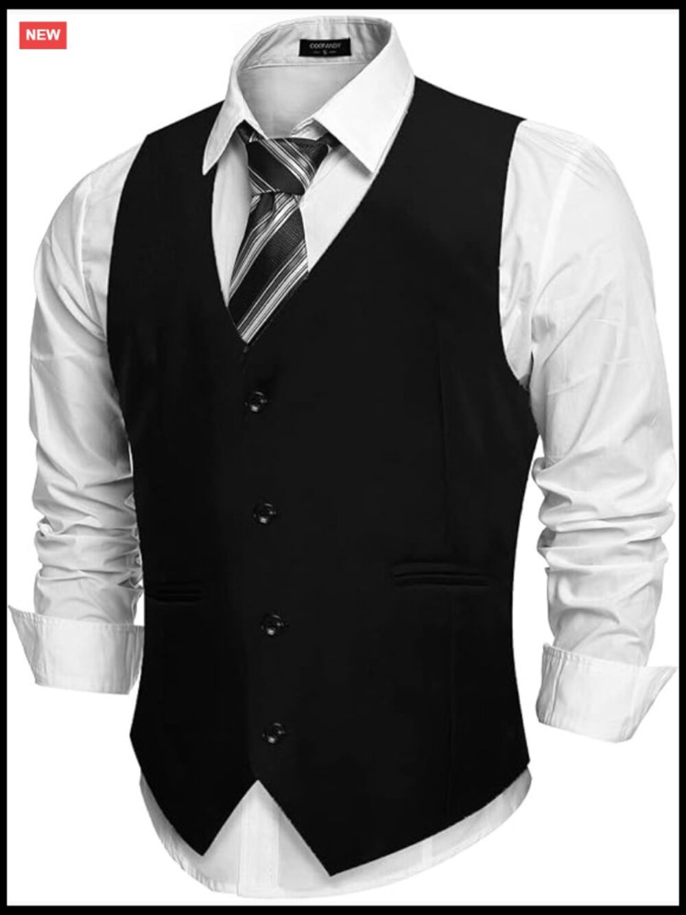 Men's Slim Fit Suit Vest Lightweight Business Waistcoat Herringbone